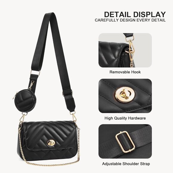 Quilted Leather Crossbody Bag Women Small Wallet Phone Holder Gift - Picture 5 of 8